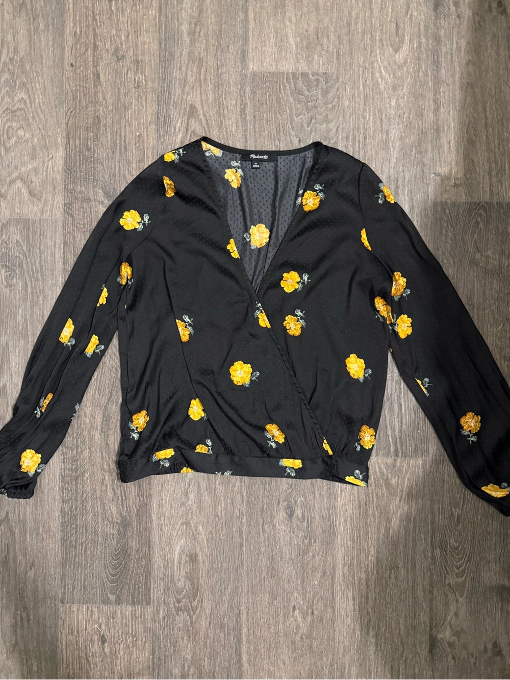 Madewell Floral Wrap Blouse with Yellow Rose Print